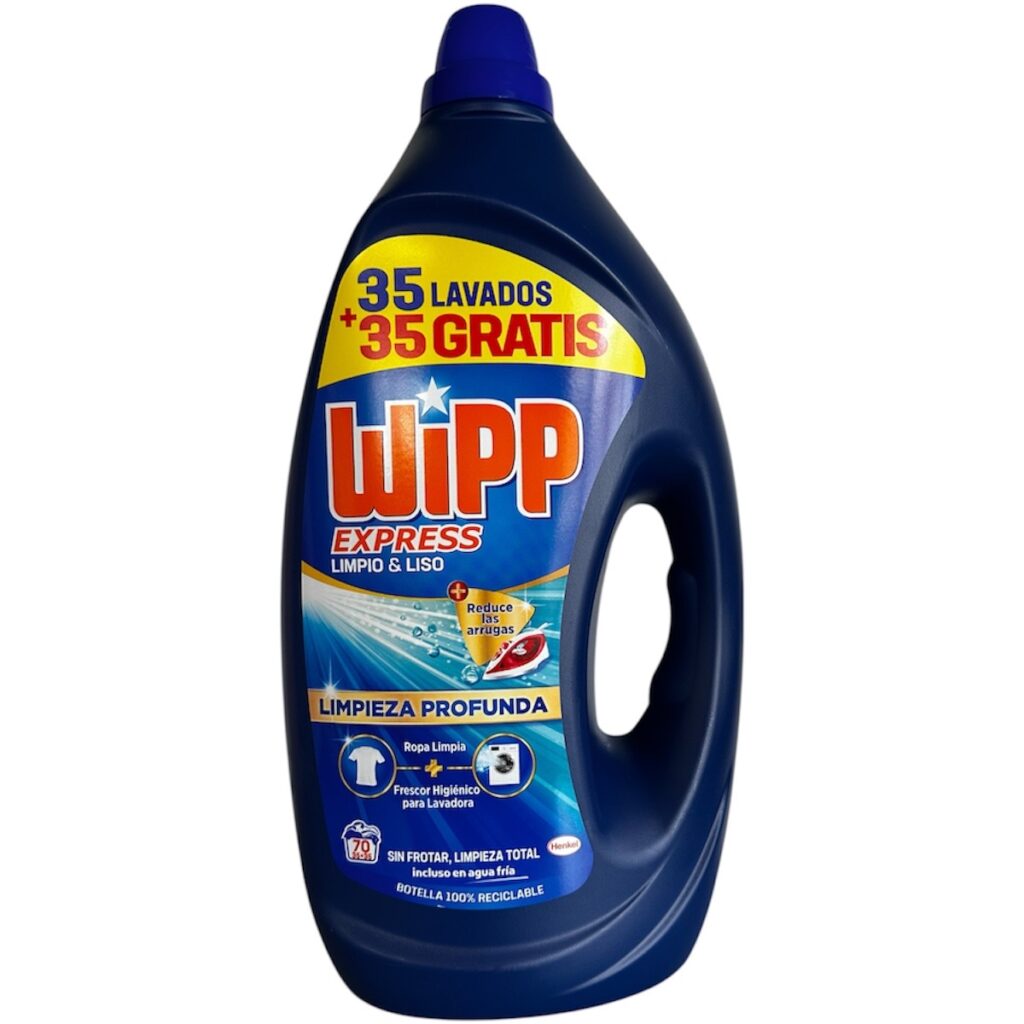 Wipp Express 35 + 35 Lavados Gratis | Detergente Líquido para Ropa Limpia y Fresca de Alto Rendimiento