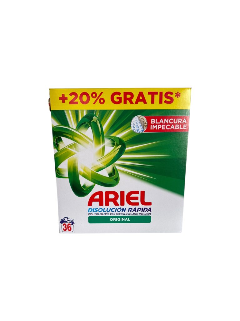 Ariel en Polvo 36 Lavados Maleta | Detergente Potente para Ropa Blanca y Color