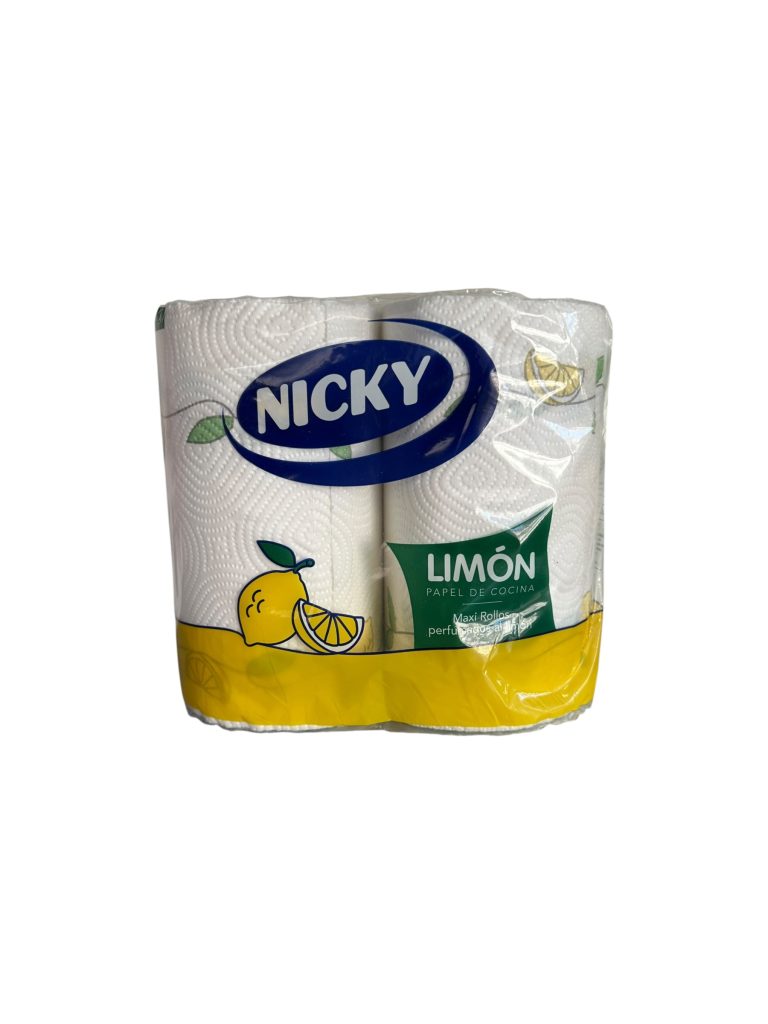 Nicky Limón Maxi Rollos Papel de Cocina 2 Uds | Perfumado al Limón y Extra Absorbente