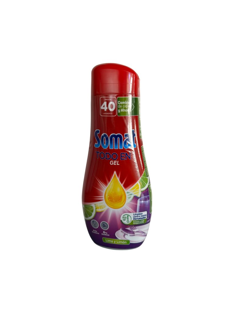 Somat Todo en 1 Gel Lima Limón | Detergente en Gel para Lavavajillas con Brillo y Frescor