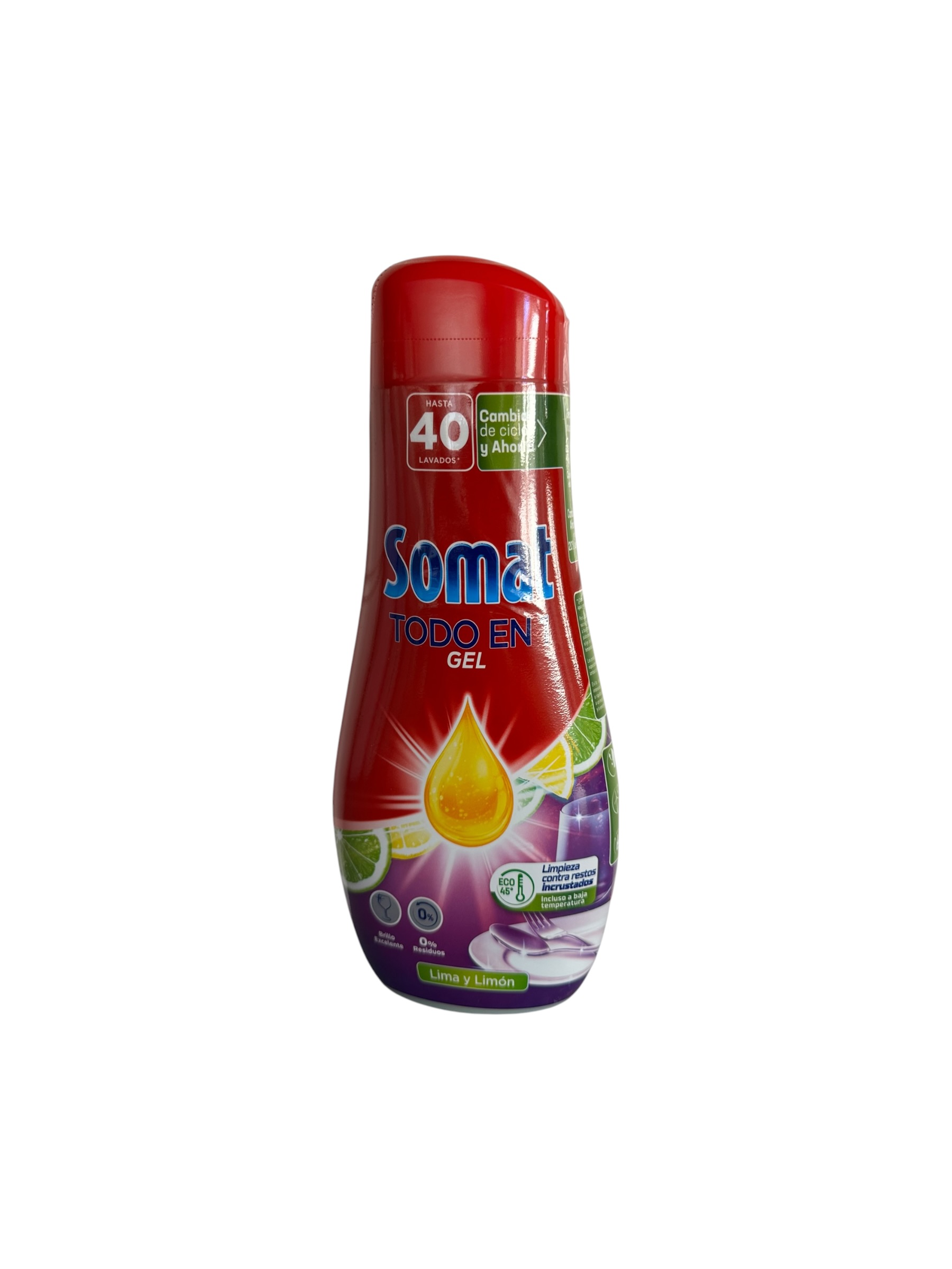 Somat Todo en 1 Gel Lima Limón | Detergente en Gel para Lavavajillas con Brillo y Frescor