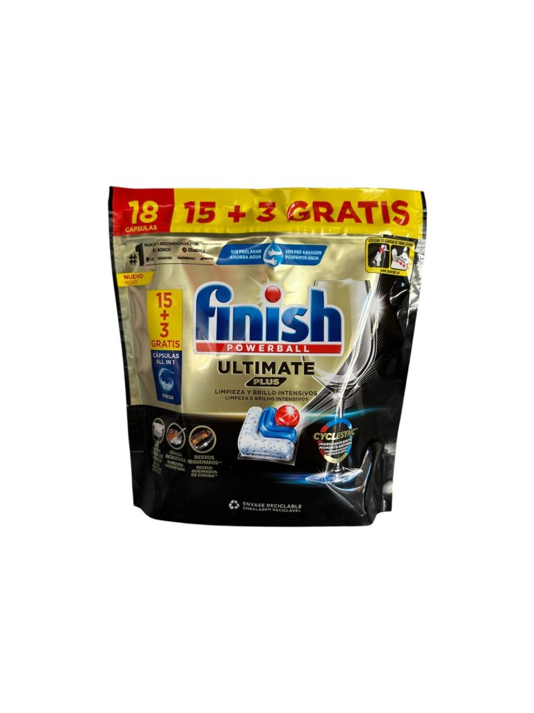 Finish Powerball Ultimate Plus | Cápsulas para Lavavajillas Todo en 1 con Brillo y Desengrase Total