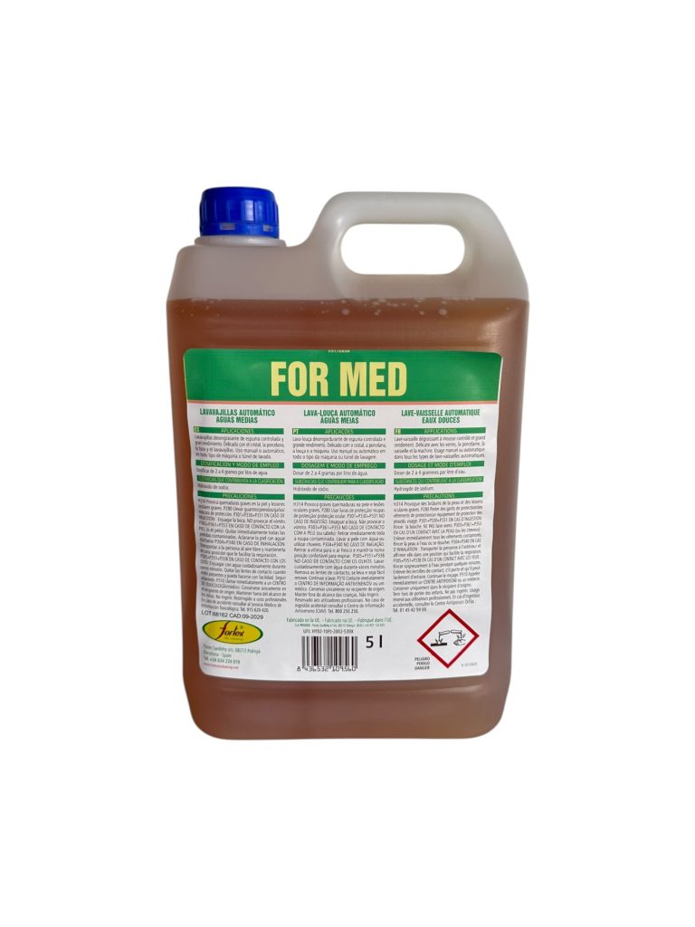 FOR MED Lavavajillas Automático Aguas Medias 5L | Detergente Profesional para Máquina Lavavajillas