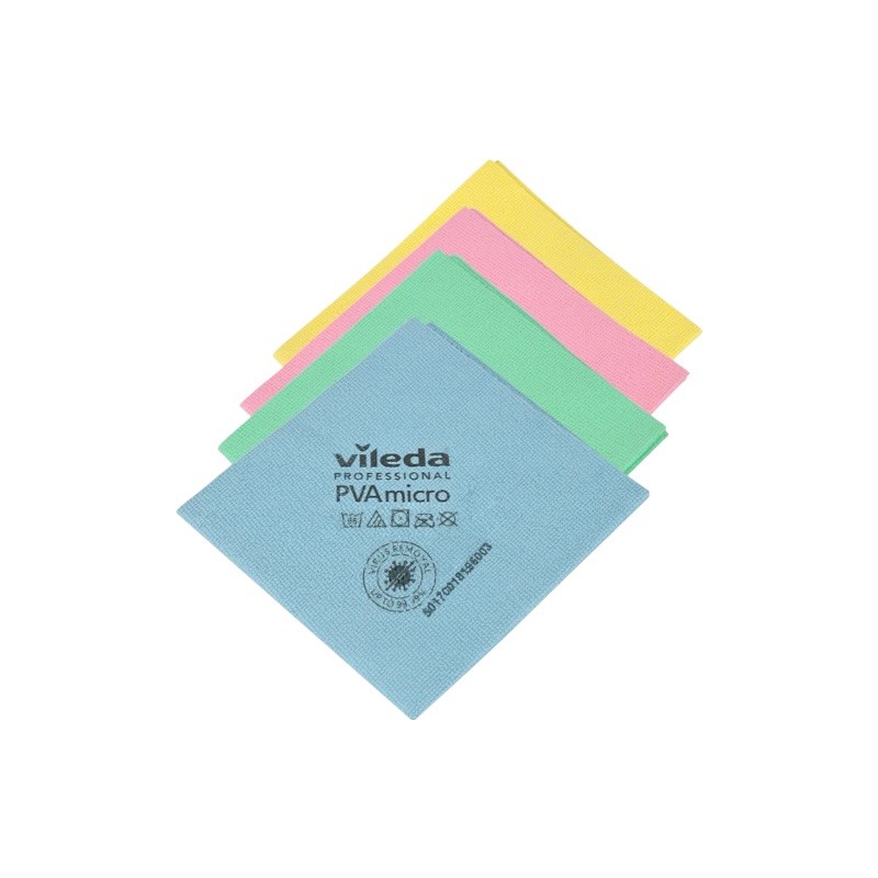 Bayeta Micro PVA Vileda Profesional Pack 5 uds | Alta Absorción, Sin Marcas y 4 Colores