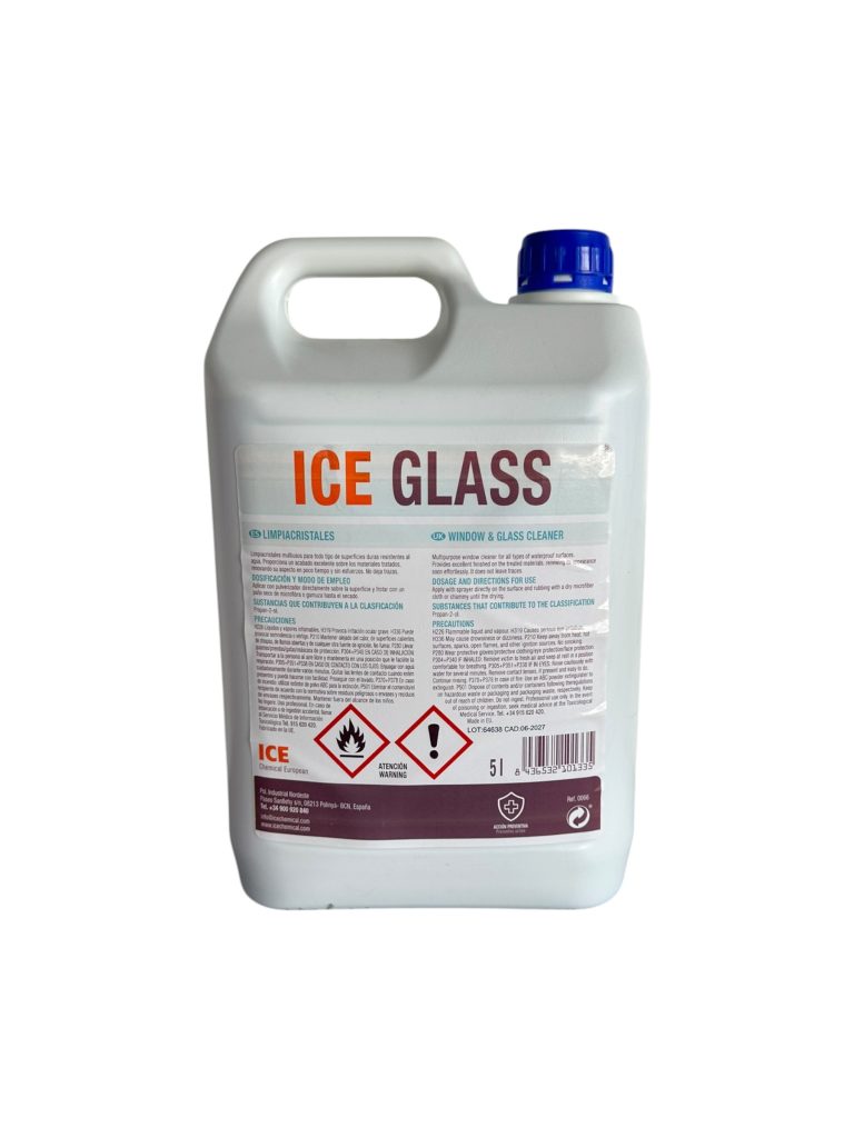 ICE Glass Limpiacristales Concentrado 5 Litros | Limpiador Profesional para Cristales y Espejos de Secado Rápido y Sin Velos