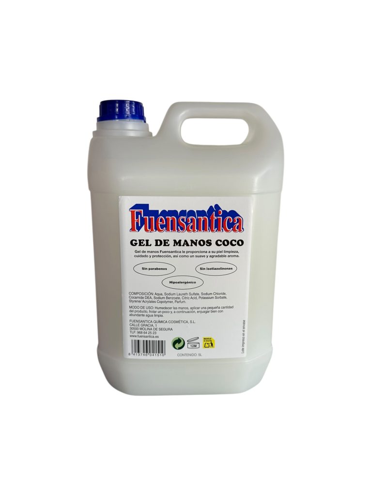 Gel de Manos Coco 5L | Jabón Líquido Hipoalergénico Sin Isotiazolinonas para Uso Frecuente