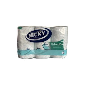 Papel Higiénico Nicky Azul 3 Capas | Pack 12 Rollos Suavidad y Resistencia