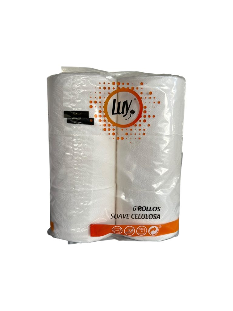 Papel Higiénico Luy 2 Capas 50 m | Pack 6 Rollos Higiénico Doméstico Suave y Resistente
