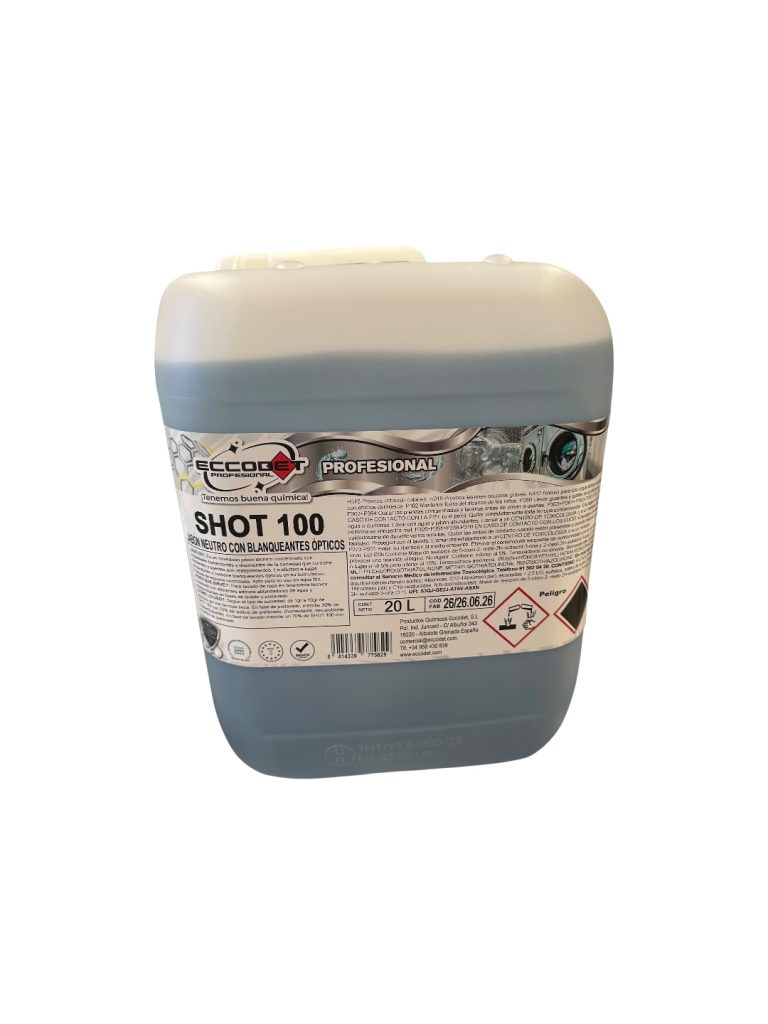 SHOT 100 Jabón Neutro con Blanqueantes Ópticos | Detergente Profesional para Lavandería Industrial