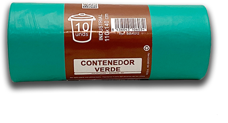 Bolsa de Basura Industrial Verde 110x140 cm Galga 130 | Para Cubos de 240 Litros