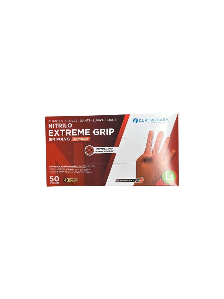 Guantes de Nitrilo Diamantado Naranja Extreme Grip | Extra Fuertes y Texturizados