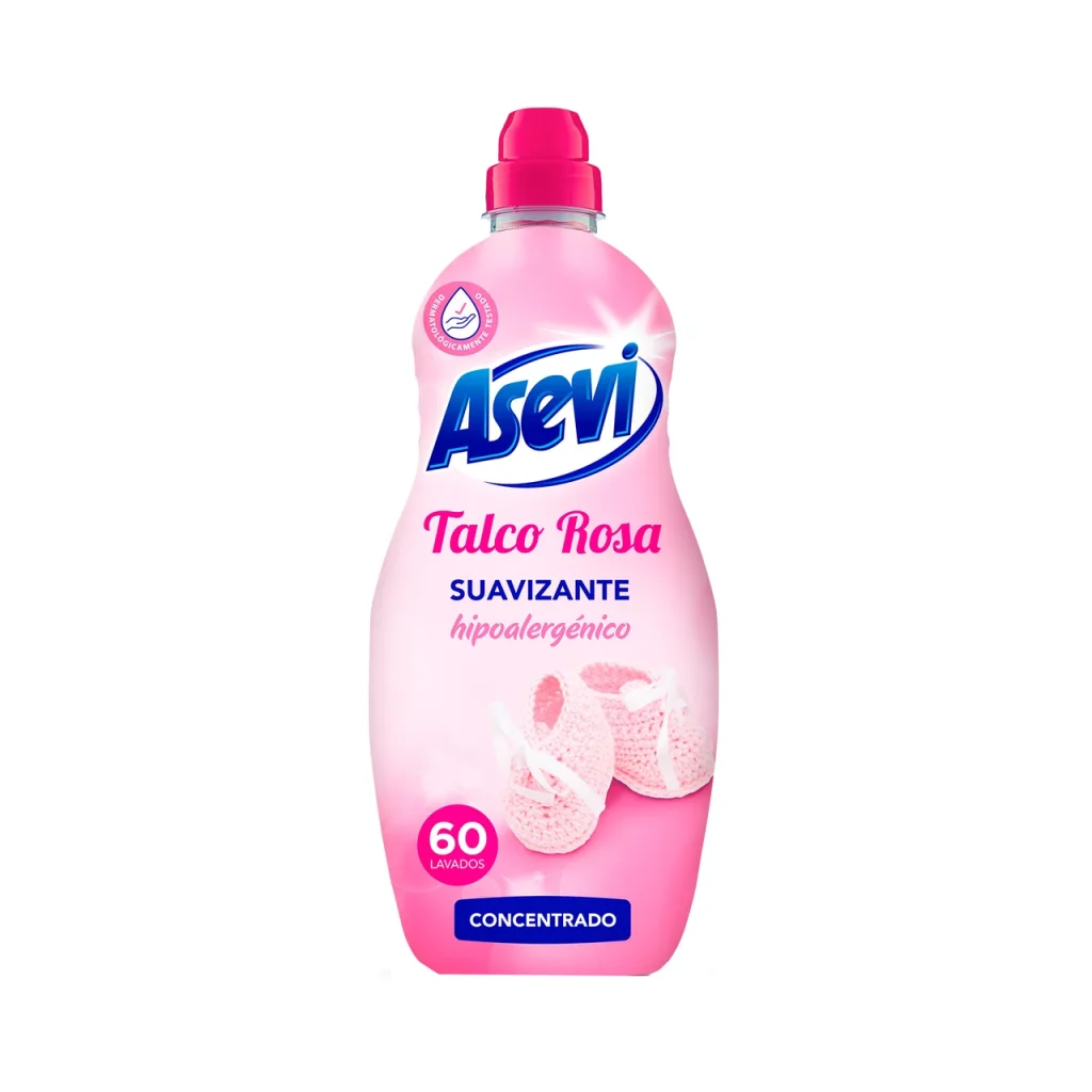 Asevi Talco Rosa 60 Lavados | Suavizante Concentrado Hipoalergénico para Ropa
